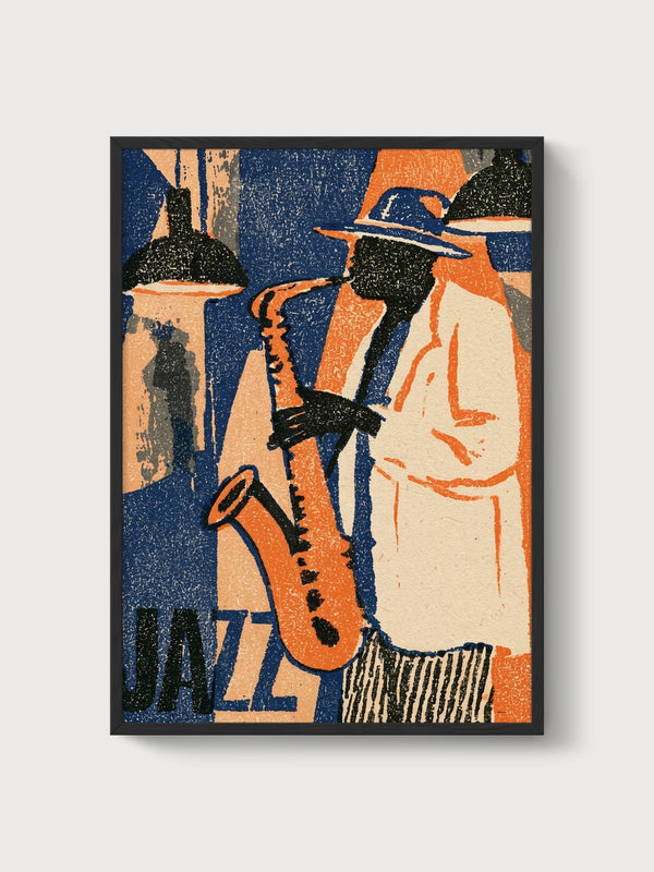 Jazz Saxophone Poster poster in black frame