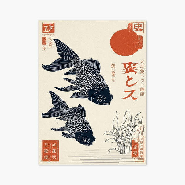 Koi Fish Japanese Woodblock Print art print