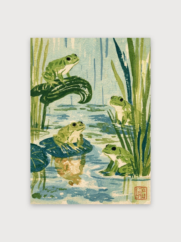 Japanese Frog Pond Woodblock - Digital Download