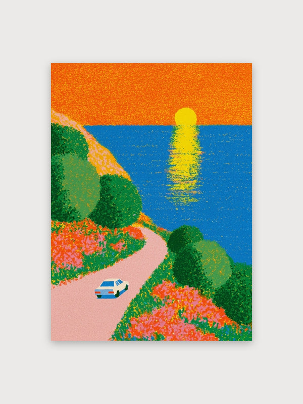 Retro Coastal Road Trip Sunrise - Digital Download