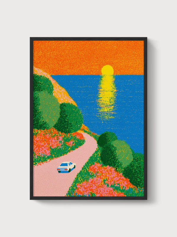 Retro Car Poster poster in black frame