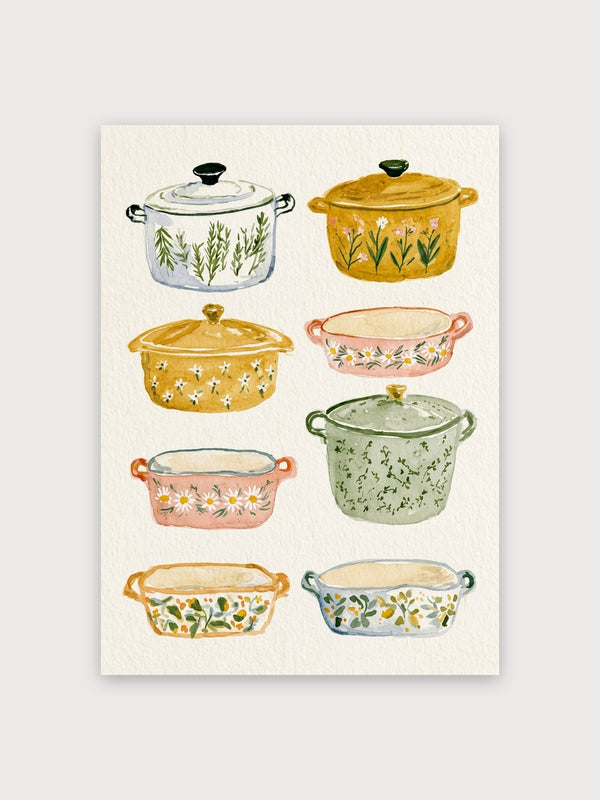 Vintage Floral Cookware Collection - Digital Download