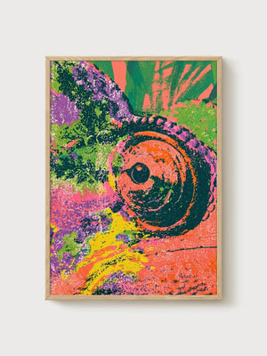 Pop Art Snail Poster poster in oak frame