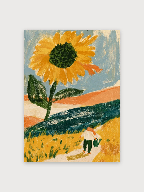 Vintage Sunflower Landscape - Digital Download