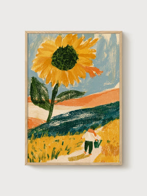 Sunflower Painting poster in oak frame