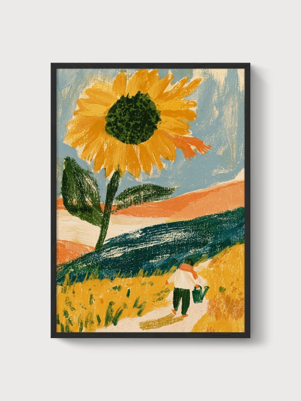 Sunflower Painting poster in black frame