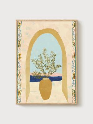 Japandi Wabi Sabi Wall Art poster in oak frame