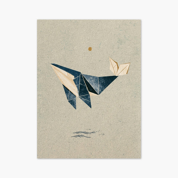 Origami Whale Ocean Art art print