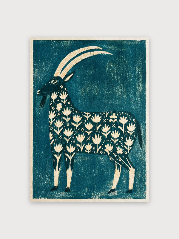 Folk Art Goat Floral Vintage - Digital Download