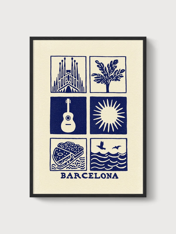 Barcelona Bauhaus Print poster in black frame