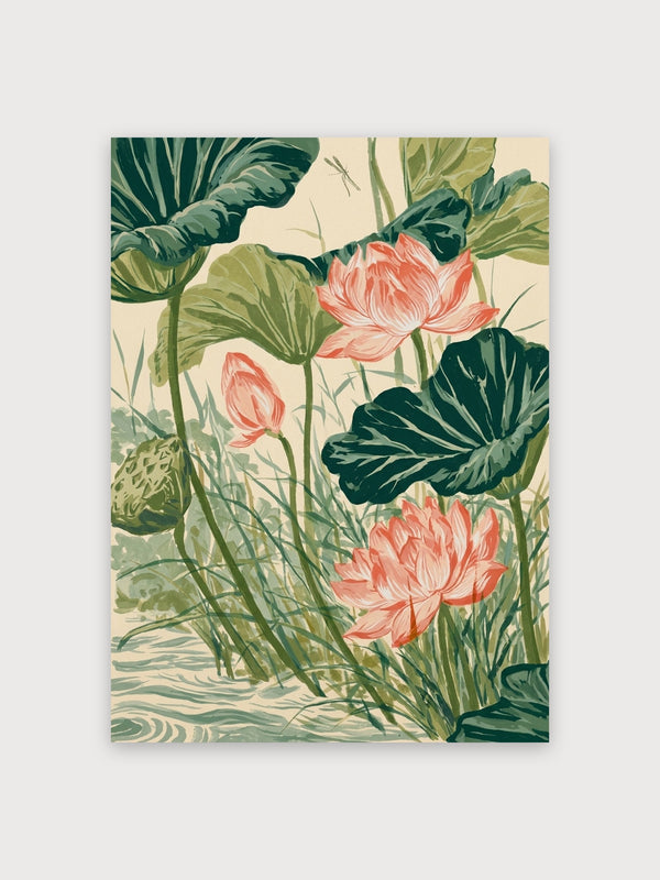 Lotus Flowers Watercolor Garden - Digital Download