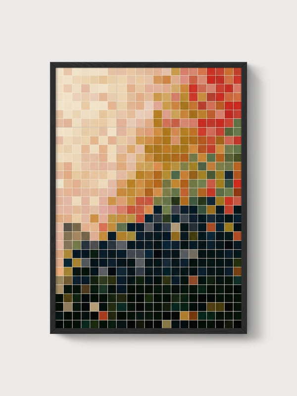 Abstract Grid Color Gradient Poster poster in black frame