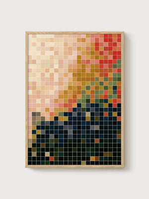 Abstract Grid Color Gradient Poster poster in oak frame