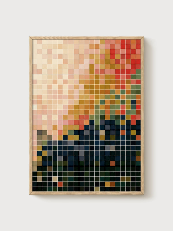 Abstract Grid Color Gradient Poster poster in oak frame