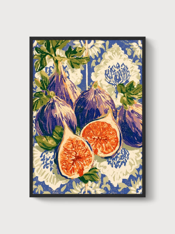 Art Nouveau Fig Still Life Print poster in black frame