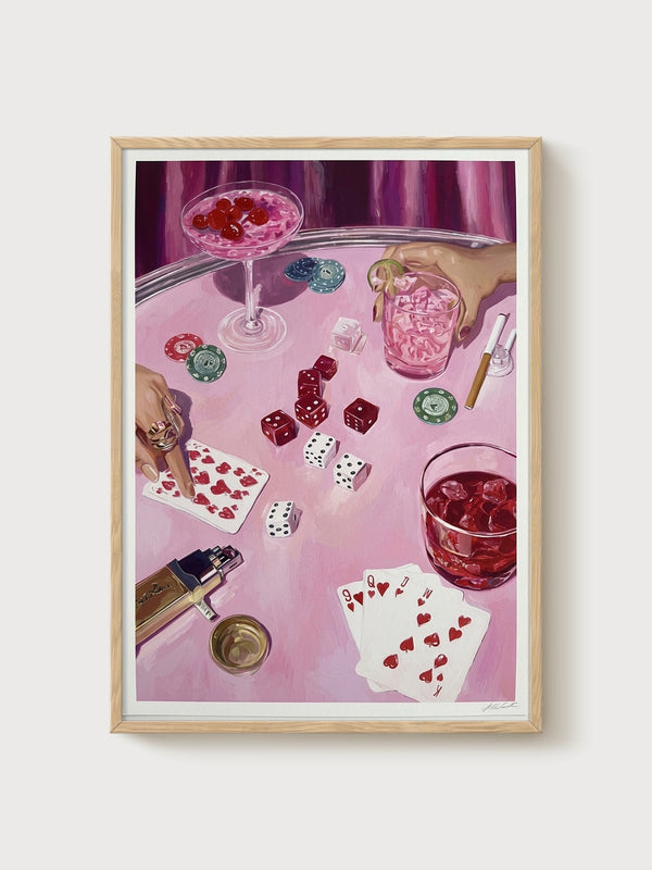 Cocktail Wall Art poster in oak frame