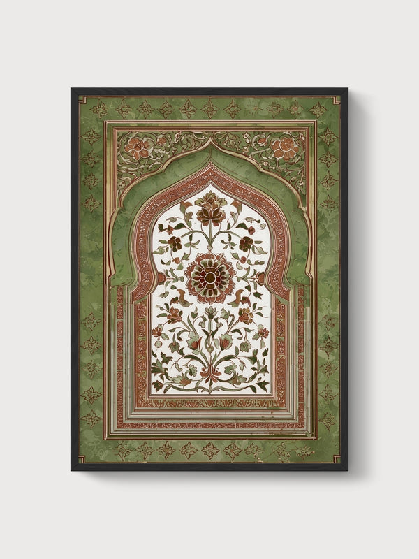Mughal Arch Botanical Print poster in black frame