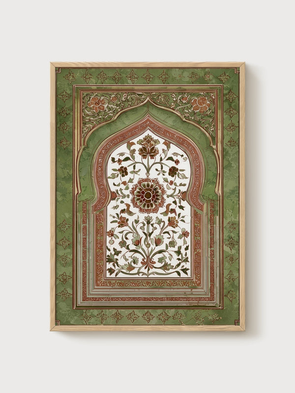 Mughal Arch Botanical Print poster in oak frame