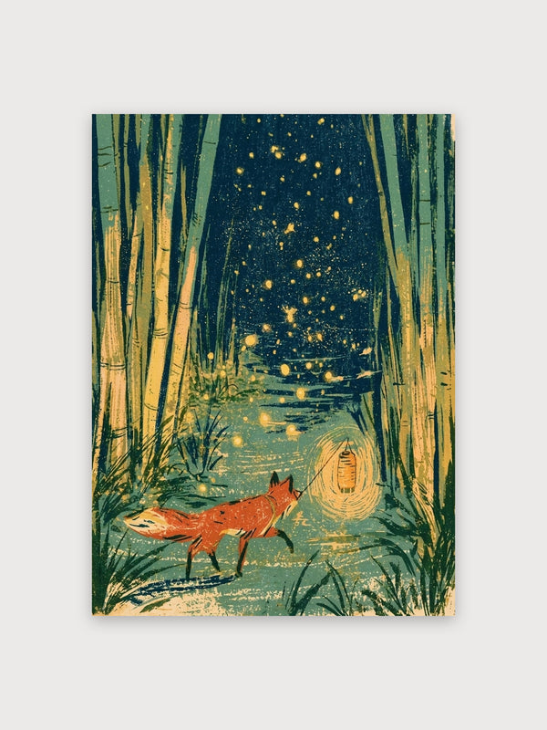 Fox In Bamboo Forest Night - Digital Download