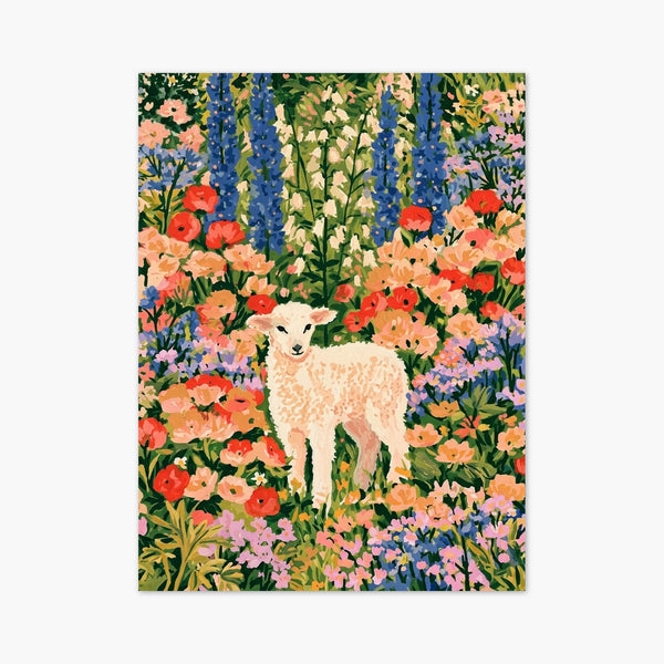 Lamb in Wildflower Meadow Print art print