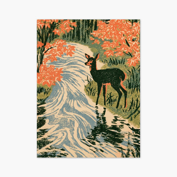 Japanese Woodblock Deer Print art print
