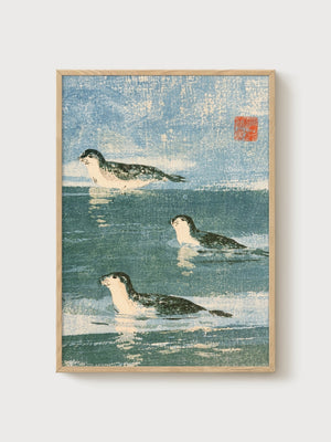 Japanese Seal Print poster in oak frame