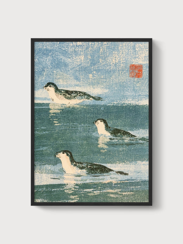 Japanese Seal Print poster in black frame