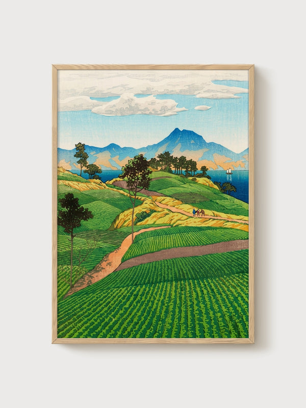 Japanese Woodblock Art Print poster in oak frame