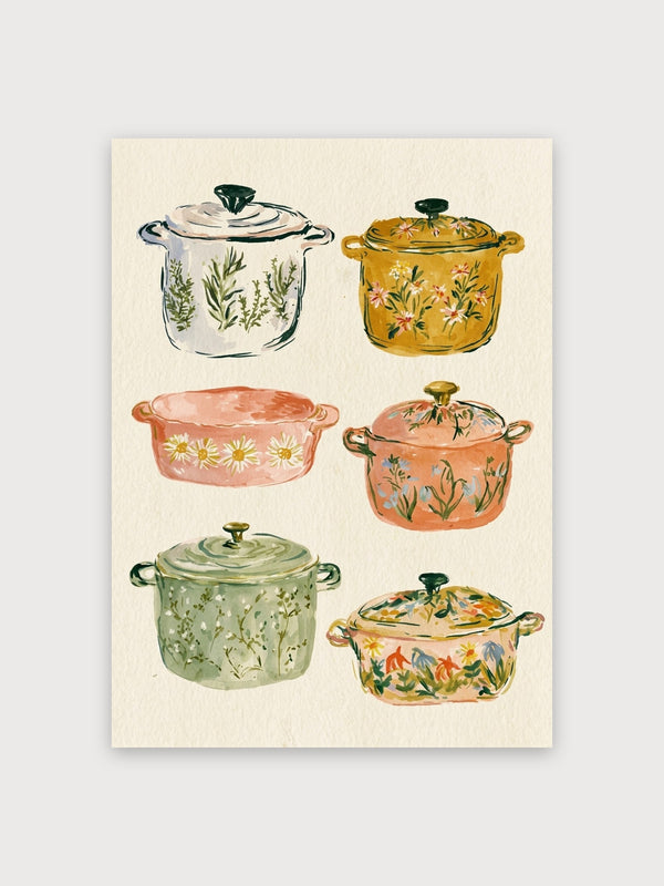 Vintage Floral Cookware Collection - Digital Download