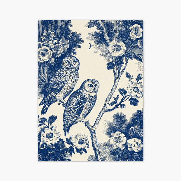 Blue Toile Owl Print art print