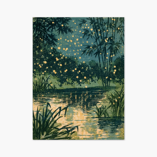 Fireflies Pond Night Sky Print art print