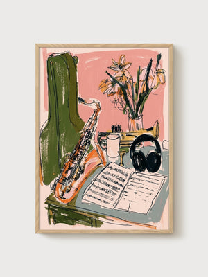 Music Poster poster in oak frame