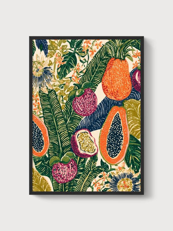 Tropical Fruit Botanical Print poster in black frame