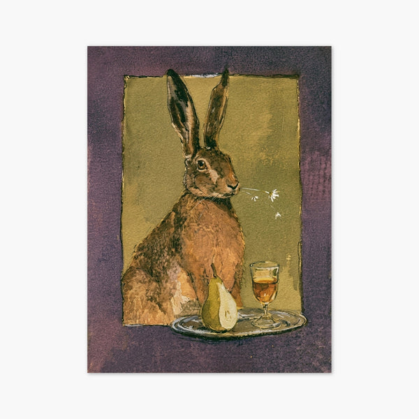 Watercolor Hare Rabbit Wall Art art print