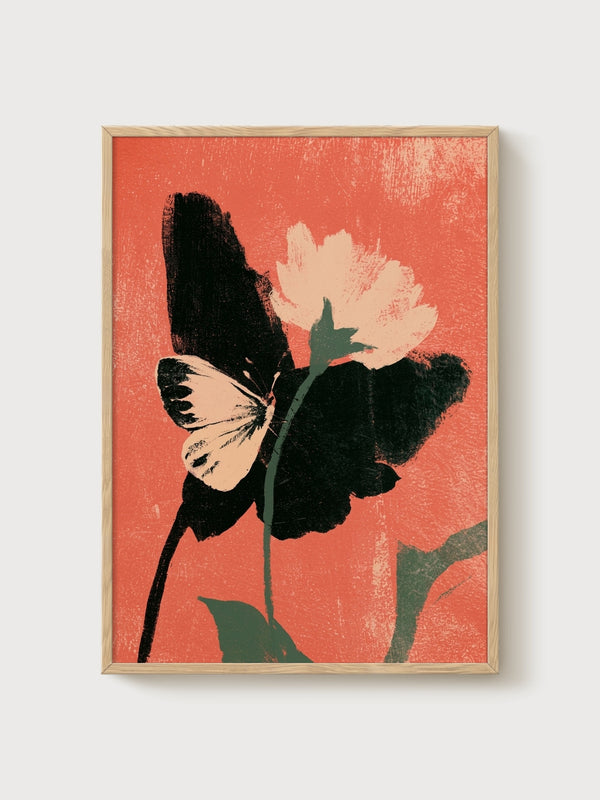 Butterfly Wall Art poster in oak frame