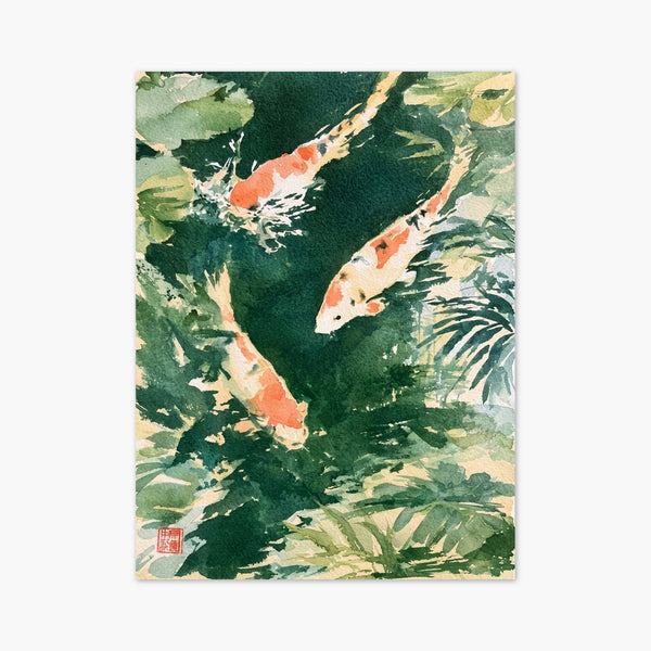 Koi Fish Watercolor Painting art print