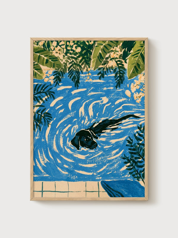 Dog Painting poster in oak frame