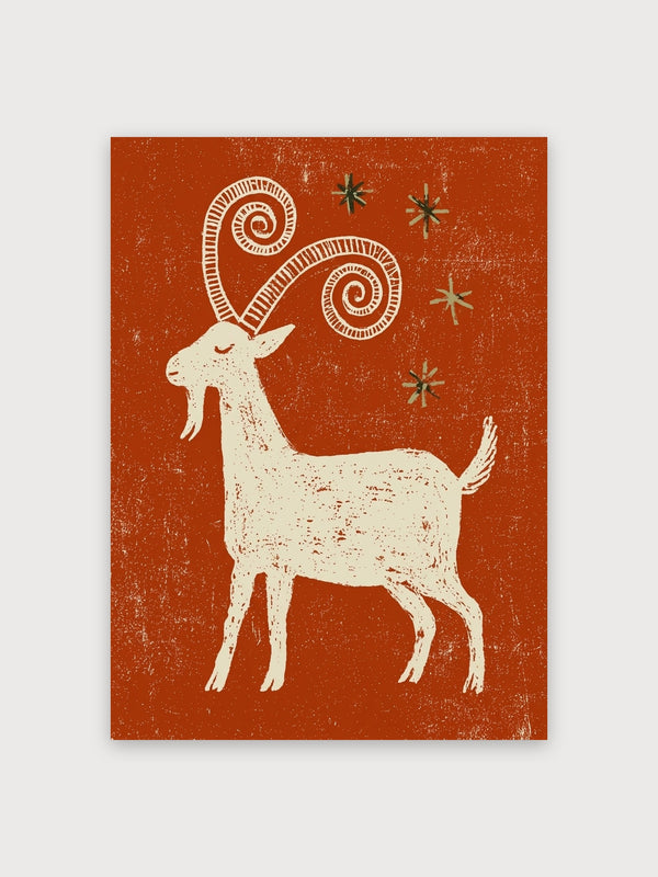 Retro Goat With Spirals - Digital Download