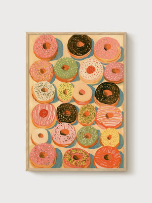 Pop Art Donut Poster poster in oak frame