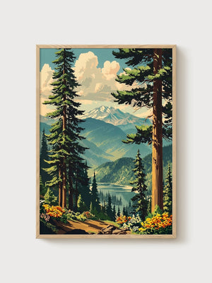 National Park Poster poster in oak frame