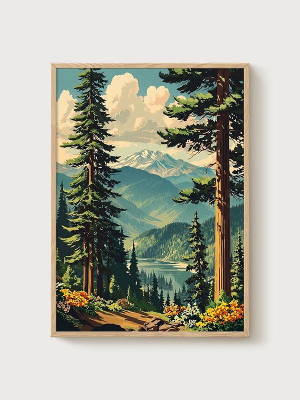 National Park Poster poster in oak frame