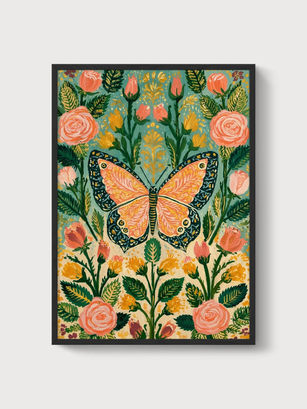Monarch Butterfly Print poster in black frame