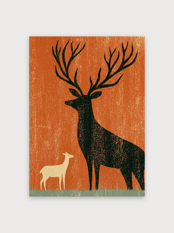 Mid Century Stag and Fawn - Digital Download