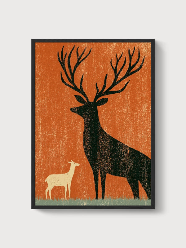 Deer Wall Art poster in black frame