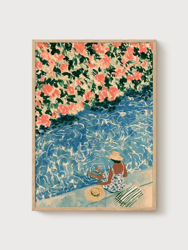 Coastal Wall Art poster in oak frame