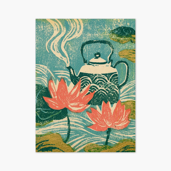Lotus Flower Teapot Print art print