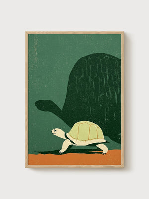 Tortoise Wall Art poster in oak frame