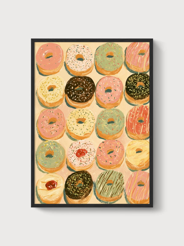 Donuts Wall Art poster in black frame