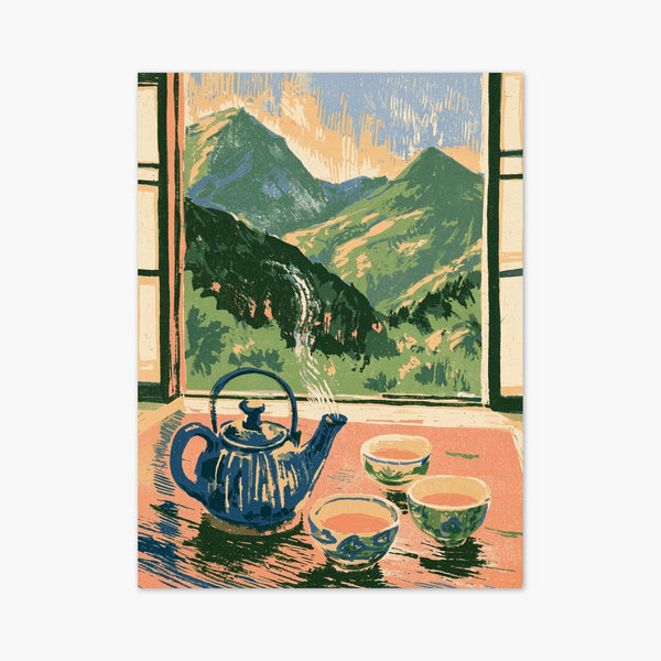 Mountain Wall Art Teapot Scene art print