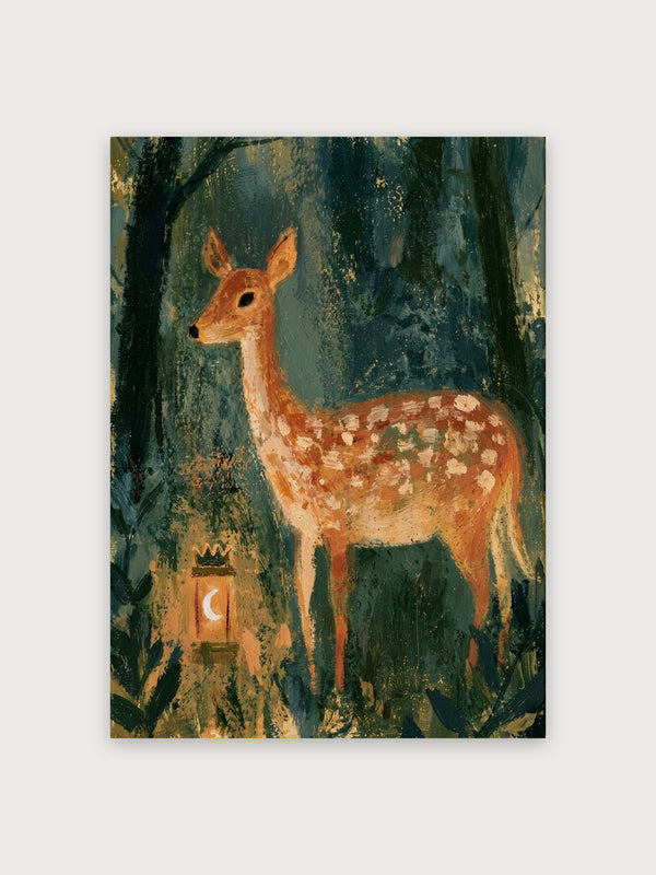 Deer In Moonlit Forest - Digital Download